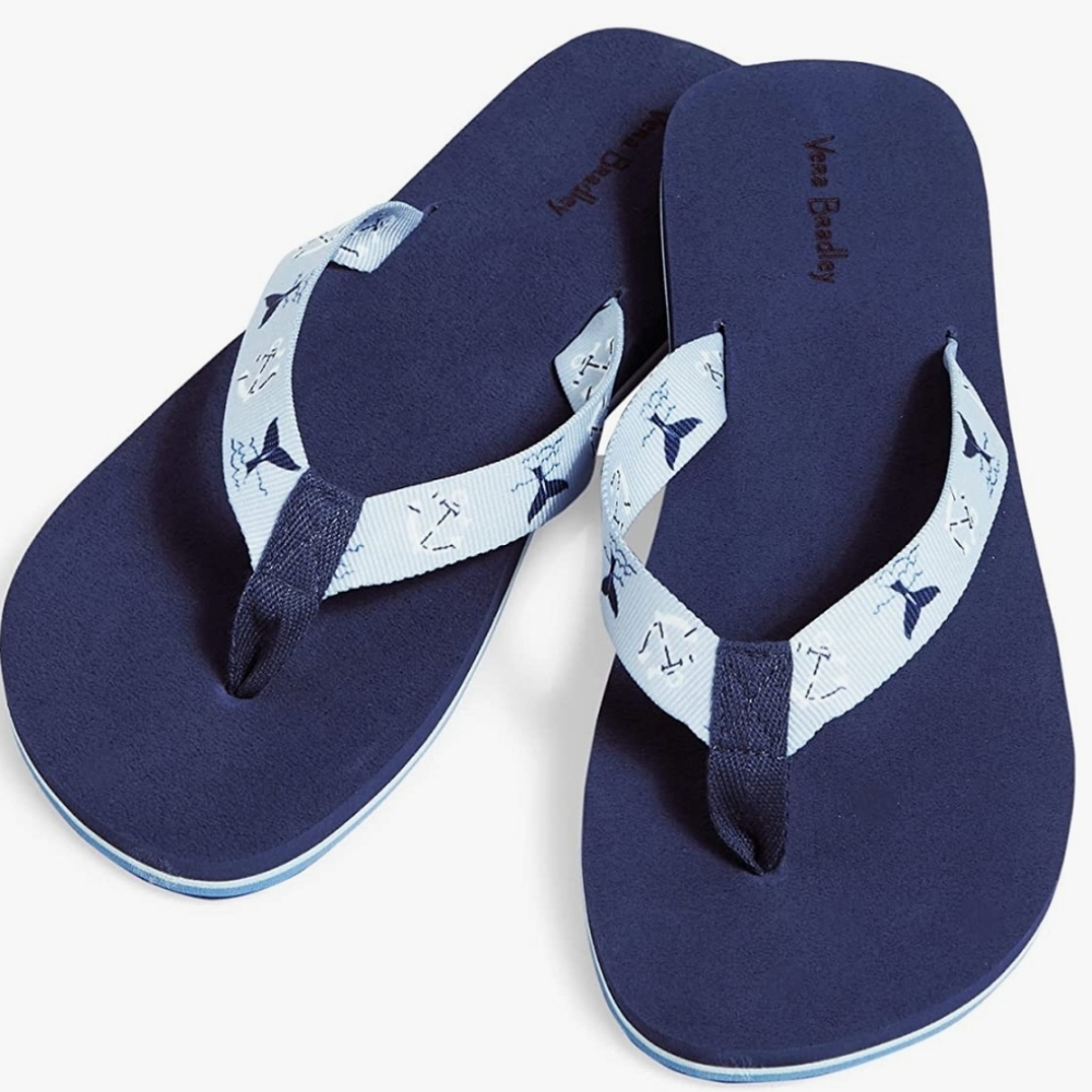 Vera Bradley Webbing Strap Flip Flops Size 9-10 Really Regatta